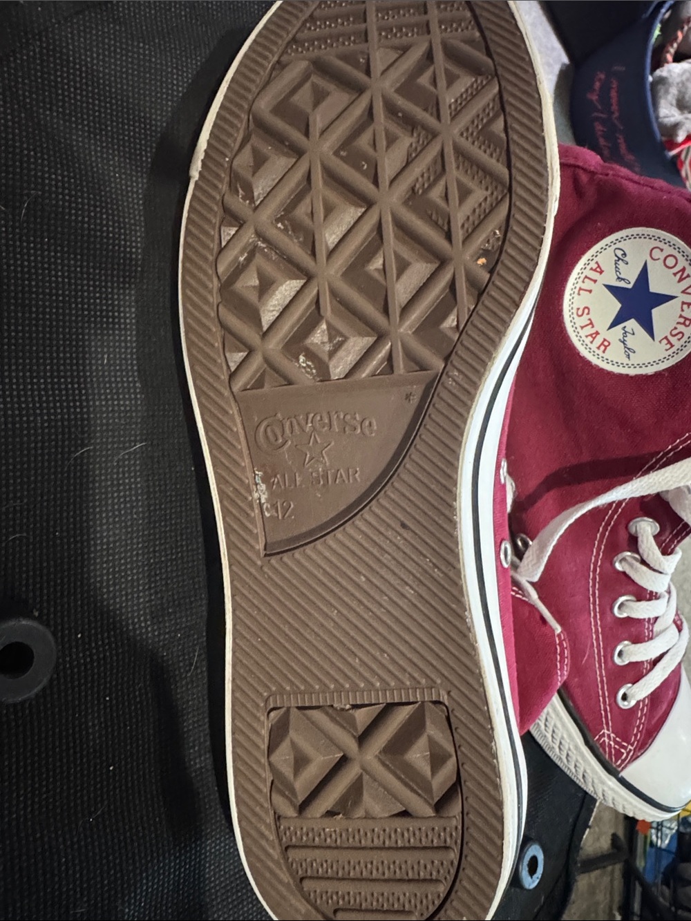 Converse High Top Sneakers - Burgundy and White - Picture 6 of 13